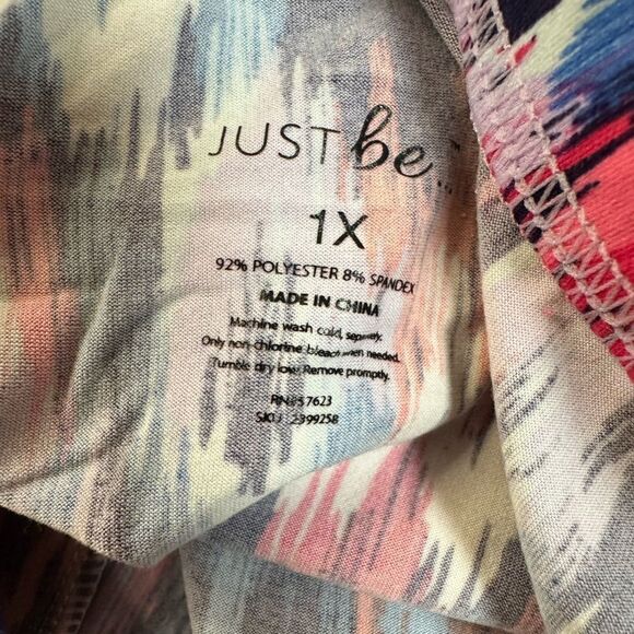 NWOT Just Be Women’s Multi Color Leggings - Ankle Length No Pockets - Size 1XL - Picture 4 of 5